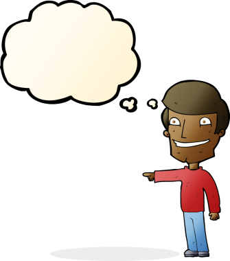 çizgi film mutlu adam bir insan tarafından çizilen düşünce baloncuğu ile işaret