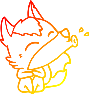 Bir insan tarafından çizilen uluyan kurt çizgi filminin sıcak gradyan çizimi