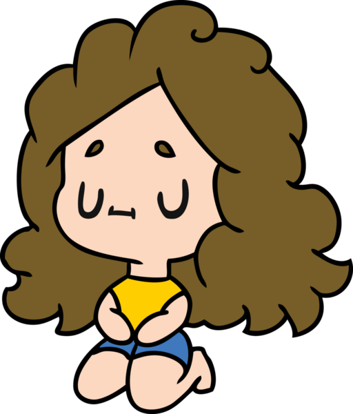 Bir insan tarafından çizilmiş sevimli bir kawai kızının çizgi film çizimi