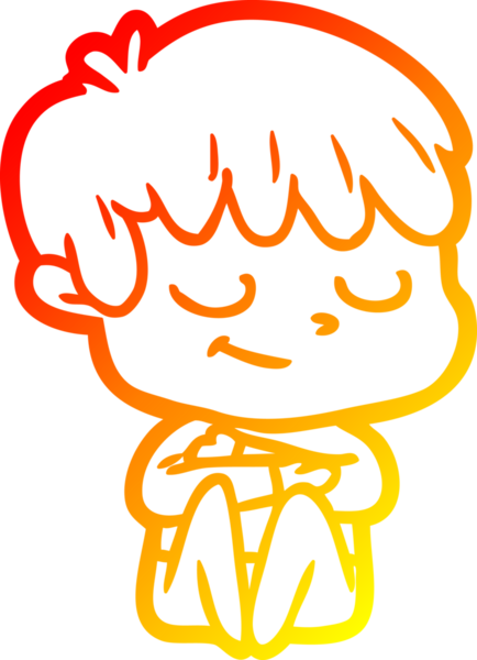 Bir insan tarafından çizilen mutlu bir çocuğun sıcak çizgi çizimi.