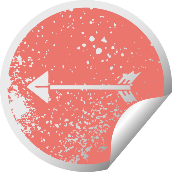 sıkıntılı dairesel soyma etiketi bir insan tarafından çizilmiş tuhaf sembol oku