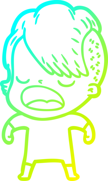 Bir insan tarafından çizilmiş havalı bir hippi kızın soğuk gradyan çizimi.