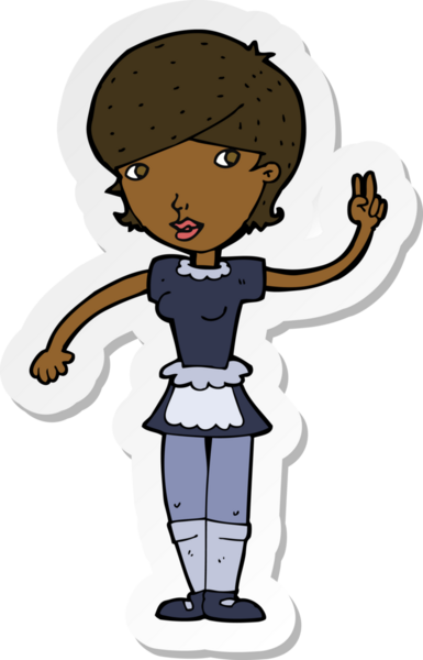 Bir insan tarafından çizilmiş bir çizgi film garsonunun çıkartması.