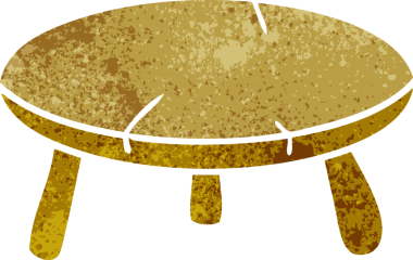 Bir insan tarafından çizilmiş ahşap bir tabureye ait el çizimi karikatür.