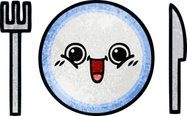 Bir insan tarafından çizilmiş yemek tabağının retro grunge deseni.