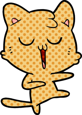 Bir insan tarafından çizilmiş çizgi film kedisi.