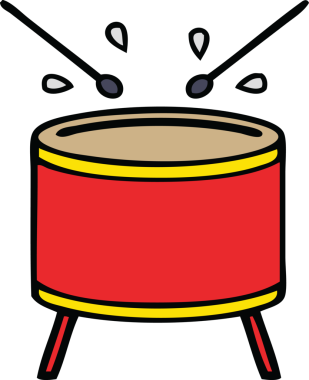 Bir insan tarafından çizilmiş güzel bir davul karikatürü