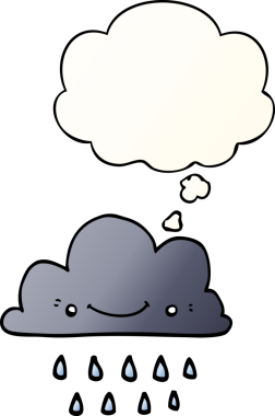 Düşünce baloncuklu karikatür fırtına bulutu bir insan tarafından çizilmiş.