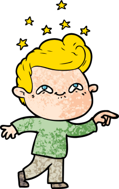 Bir insan tarafından çizilmiş heyecanlı bir çizgi film.