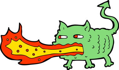 Bir insan tarafından çizilmiş ateş soluyan şeytan.