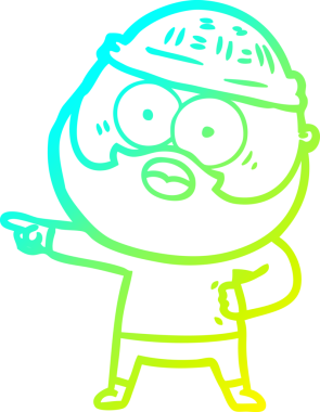 Bir insan tarafından çizilmiş sakallı bir karikatür çizimi.