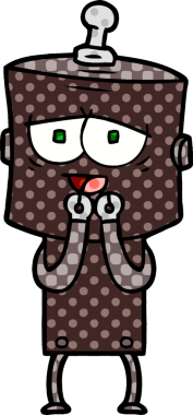 Bir insan tarafından çizilmiş çizgi film robotu