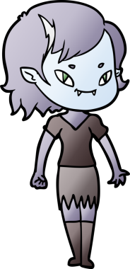 Bir insan tarafından çizilmiş çizgi film dostu vampir kız.