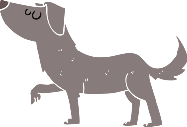 Bir insan tarafından çizilmiş bir köpeğin düz renk çizimi