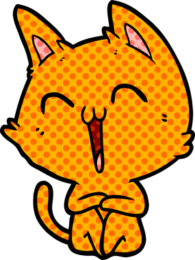 Bir insan tarafından çizilmiş mutlu çizgi film kedisi.