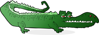 Bir insan tarafından çizilmiş timsah çizgi filmi.