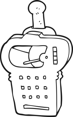 Bir insan tarafından çizilmiş siyah beyaz karikatür bilimsel cihaz