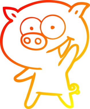 Bir insan tarafından çizilmiş neşeli bir domuz çizgi filmi.