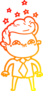 Bir insan tarafından çizilmiş, heyecanlı bir çizgi film çizimi.