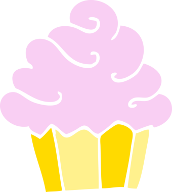 Bir insan tarafından çizilmiş düz renkli resimli kek.