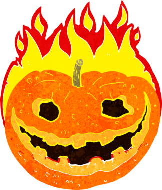 Bir insan tarafından çizilmiş ürkütücü balkabağı.