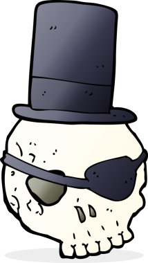 Bir insan tarafından çizilmiş silindir şapkalı kafatası.