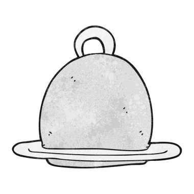 Bir insan tarafından çizilmiş el yapımı karikatür yemek servisi.