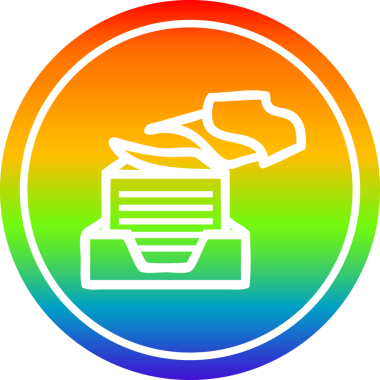 ofis kağıdı yığını gökkuşağı gradyan bir insan tarafından çizilmiş dairesel simge