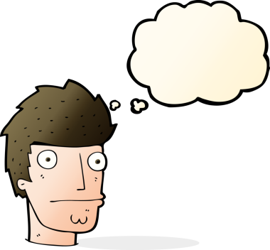 Bir insan tarafından çizilmiş düşünce baloncuğu olan sinirli bir adam.