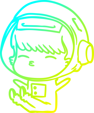 Bir insan tarafından çizilmiş soğuk gradyan çizgi çizimi meraklı bir astronot.