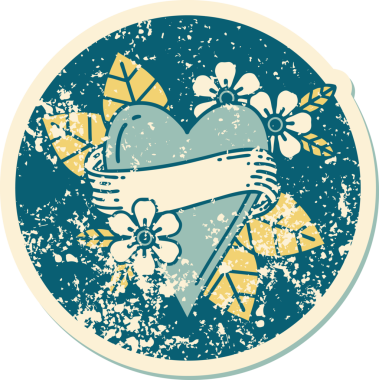 Bir insan tarafından çizilmiş kalp ve bayrağın sembolik depresif dövme şekli