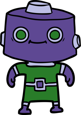 Bir insan tarafından çizilmiş çizgi film robotu