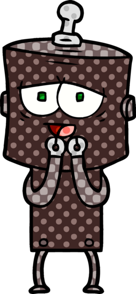 Bir insan tarafından çizilmiş çizgi film robotu