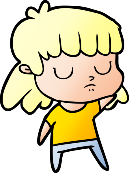 Bir insan tarafından çizilmiş ilgisiz bir kadın çizgi filmi.