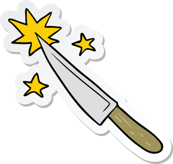 Bir insan tarafından çizilmiş keskin mutfak bıçağının çıkartması.