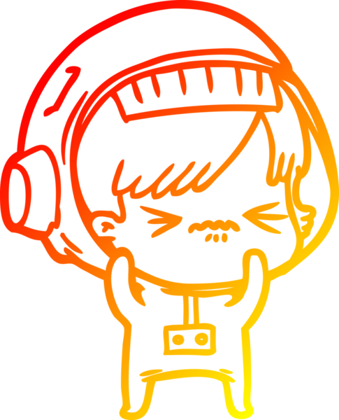 Bir insan tarafından çizilmiş bir astronot kadın çizgi çizimi.