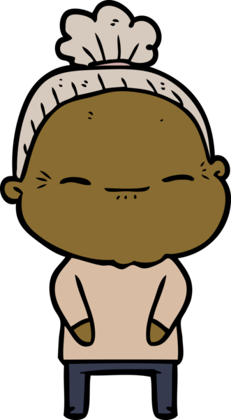 Bir insan tarafından çizilmiş barışçıl yaşlı bir kadın.