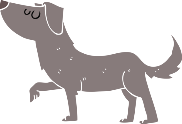 Bir insan tarafından çizilmiş bir köpeğin düz renk çizimi