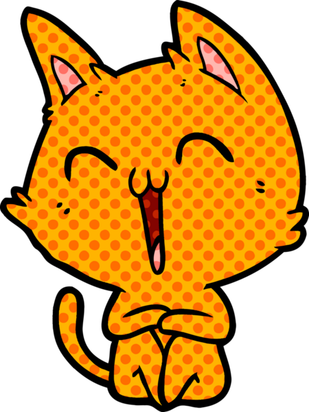 Bir insan tarafından çizilmiş mutlu çizgi film kedisi.