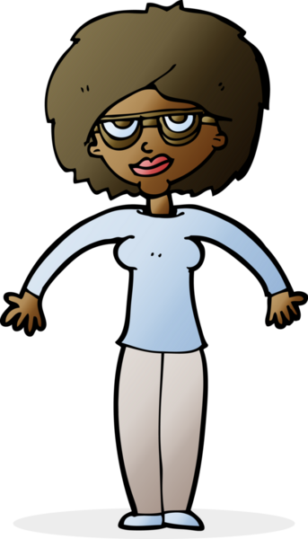 Bir insan tarafından çizilmiş omuz silken çizgi filmdeki kadın.