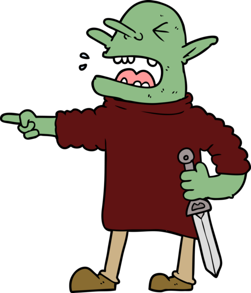 Bir insan tarafından çizilmiş bıçaklı çizgi film cini.