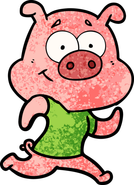 Bir insan tarafından çizilen mutlu domuz çizgi filmi.