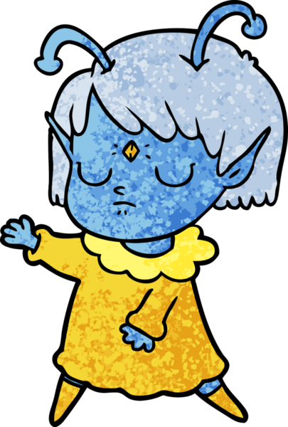 Bir insan tarafından çizilmiş uzaylı kız.