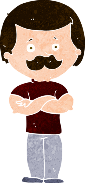 Bir insan tarafından çizilmiş erkek bıyıklı çizgi film adamı.