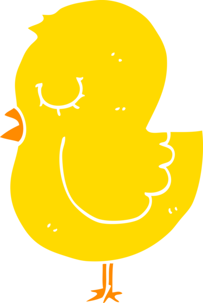 Bir insan tarafından çizilmiş düz renkli çizgi film kuşu