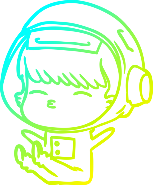 Bir insan tarafından çizilmiş soğuk gradyan çizgi çizimi meraklı bir astronot.