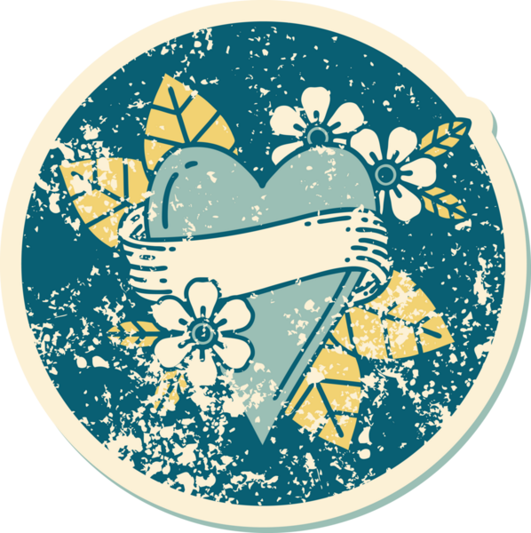 Bir insan tarafından çizilmiş kalp ve bayrağın sembolik depresif dövme şekli