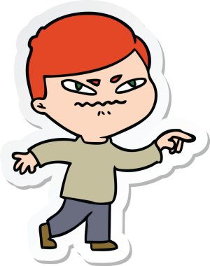 Bir insan tarafından çizilmiş kızgın bir adamın çıkartması.