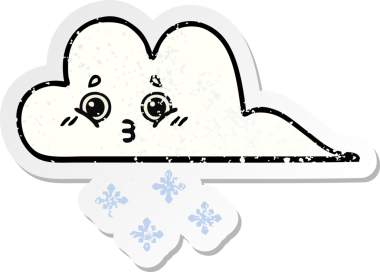 Bir insan tarafından çizilmiş tatlı bir karikatür kar bulutunun sıkıntılı çıkartması