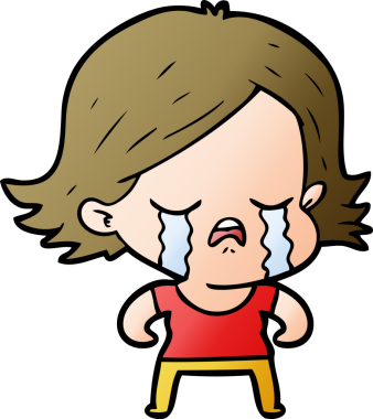 Bir insan tarafından çizilmiş ağlayan çizgi film kızı.